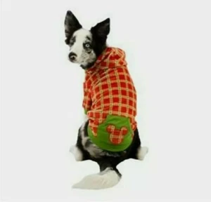 Disney Pets Holiday Collection Mickey Mouse Fleece Plaid Hoodie Size Small NWT - Picture 1 of 7