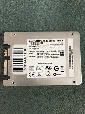 Intel 2.5"  180GB SOLID STATE SSD Drive SATA, 520 series Pro 1500 series etc. - Image 1 of 2