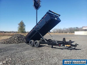 24 D2e 7x16 dump trailer 16k commercial grade w equipment ramp for skidsteer - Picture 1 of 12
