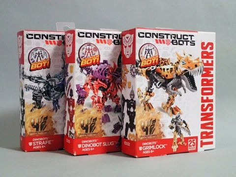 TRANSFORMERS Construct Bots: 3 sets Dinobots GRIMLOCK, STRAFE, SLUG never opened Cover