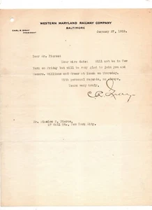 Carl R. Gray 1919 signed letter President of Western Maryland & Union Pacific RR - Picture 1 of 5
