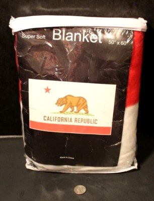 New State Flag Of California Woven Afghan Throw Blanket Bear Logo Republic 50X60 - Image 1 of 4