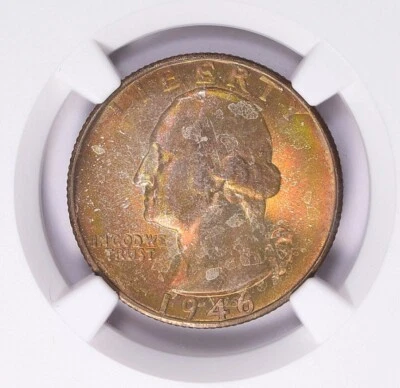 1946 S Washington Quarter NGC MS67 Nicely Toned Good Luster - Image 1 of 3