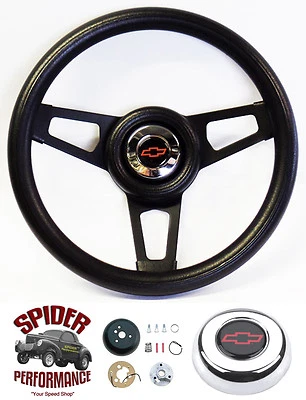 1967-1968 Chevrolet black steering wheel RED BOWTIE 13 3/4" GT SPORT II - Image 1 of 4