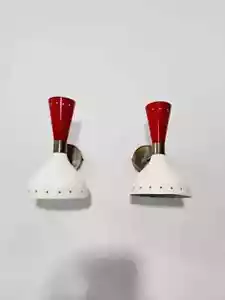 Pair Italian Brass Wall Sconce Reading Lamp Light Stilnovo Mid Century Light - Picture 1 of 4