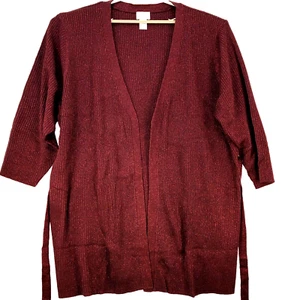 Roeman's Womens Plus Size 4X Sweater Cardigan Metallic Glitter Knit Red - Picture 1 of 10