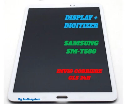 DISPLAY ORIGINALE SAMSUNG TOUCH SCREEN GALAXY TAB A SM-T585 WIFI 4G VETRO BIANCO - Immagine 1 di 2