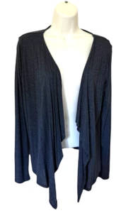 Liz Claiborne BLUE OPEN FRONT CARDIGAN Sz Petite Small Lightweight Waterfall Hem - Picture 1 of 10
