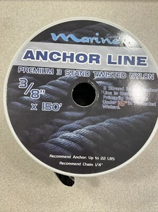 3/8" x 150 ft Anchor Line Anchor Rope Premium 3 Strand Twisted Marine Rope Black - Bild 1 von 5