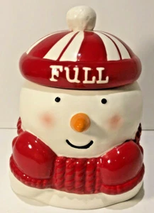 COOKIE JAR SNOWMAN XMAS WINTER HOLIDAYS FARMHOUSE DECOR KITCHENWARE - Picture 1 of 8