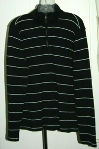 Men's Banana Republic 100% Cotton Black White 1/4 Zip LS Sweater Medium - Picture 1 of 4