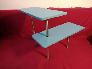 Blumentisch Eck-Beistelltisch, 3 Beine, 2 Ebene Edelstahl und Holz, 36x36x32 cm - Bild 1 von 11