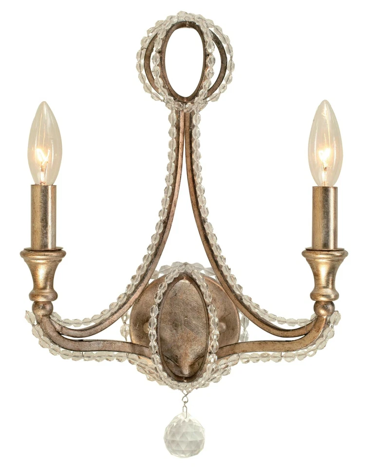 Crystorama Garland 2 Light Wall Sconce in Distressed Twilight 6762-dt