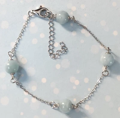 Brazalete estación aguamarina en rodio sobre plata de ley (7,50-9,0 pulgadas) 15,30 quilates Foto 1 de 4