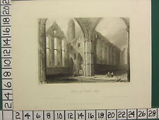 1841 Datierter Antik Aufdruck ~ Cashel Abbey Interior Blick ~ J.Roberts