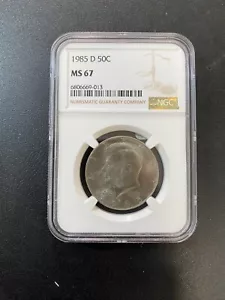 1985 D KENNEDY HALF DOLLAR NGC MS-67 - UNCIRCULATED - CLAD - CERTIFIED SLAB -50C - Picture 1 of 2
