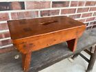 Old Vintage Primitive Wooden Stool w/ Carrying Hole & Mortise Joints ~ NICE!