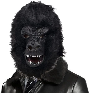Maschera Gorilla Nera Scimpanzé Animale Selvatico in Lattice a Testa Intera Masc - Foto 1 di 12