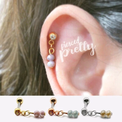 20g 16g crystal dangle helix ear stud Helix cartilage Labret bar (optional) - Image 1 of 4