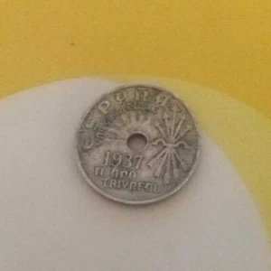 ESPAÑA: 25 CÉNTIMOS ÉPOCA INICIAL DE FRANCO. AÑO 1937. MAL. ENVIO GRATIS. IDEAL. - Imagen 1 de 1