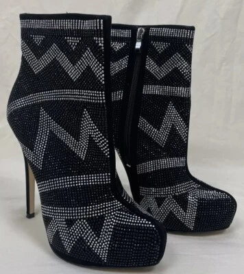 Botas de aguja de cristal con estrás Aldo talla 7 negras. Usado 1X. Foto 1 de 4