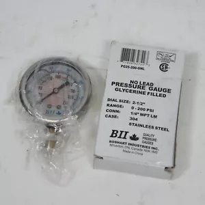 Boshart No Lead Pressure Gauge 0-200 PSI 2.5" Dial 1/4" MPT LM New - Picture 1 of 1