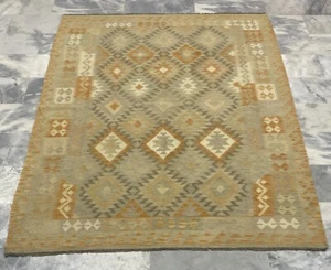 Afghan Vintage Kelim Mehrfarbig Wolle Wohnzimmer Azteken Kelim Teppich 169x235cm - Bild 1 von 3