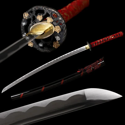 Navaja Katana de acero 40"" 1095 afilada lista para batalla samurai japonesa Full Tang espada Foto 1 de 4