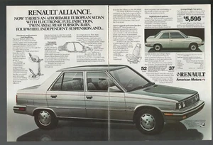 Renault Alliance 1983 anuncio de 2 páginas, sedán plateado, anuncio impreso AMC - Imagen 1 de 3