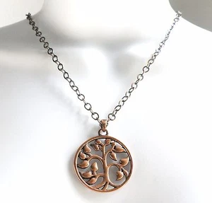 Handmade Copper Tree of Life / Sacred Tree Sacred Oak Pendant Set on a 20" Chain - Picture 1 of 7