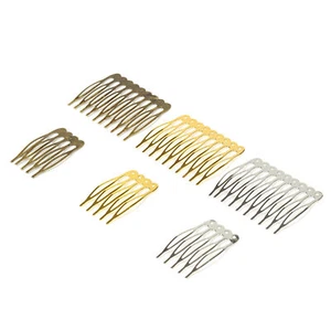 10pcs 10 Teeth Metal Hair Comb Blank Base Gold Hair Claw Hairpin DIY Jewelry - Picture 1 of 15