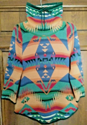 Chaps Womens Aztec Southwestern Tribal Sweater Cowl Size M Cotton Pullover - Image 1 of 4