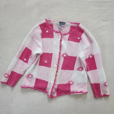Suéter tejido floral vintage rosa a cuadros 5t/6 Foto 1 de 4