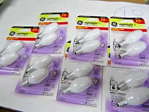 ✌️7) NEW GE 2 BULB PACK NIGHTLIGHT 4 WHITE FINISH 3000 HOURS 90713 LOT OF 7 - Picture 1 of 3