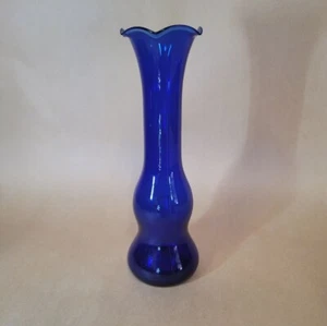Vintage Cobalt Blue Glass Flower Bud Vase, 7.5" - Picture 1 of 5