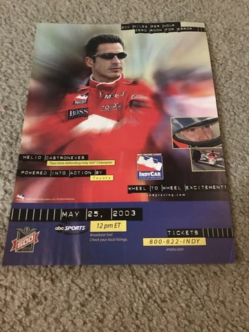 Vintage 2003 INDIANAPOLIS INDY 500 CAR RACE ABC Poster Print Ad HELIO CASTONEVES Cover