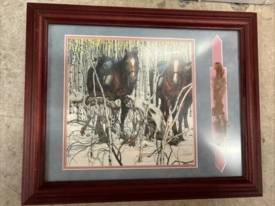 Dois cavalos indianos Bev Doolittle (quadro de qualidade de galeria) 17”x14” - Imagem 1 de 2