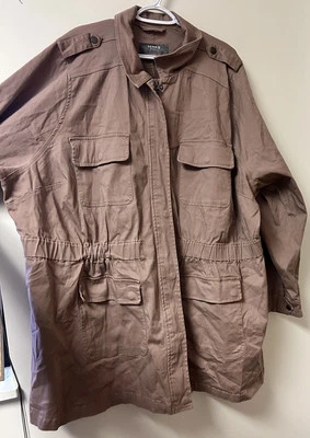 NWT Torrid Brown Clean Twill Anorak Snap Zip Jacket 6XL - Image 1 of 4
