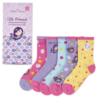 Paquete de 5 calcetines Milk&Moo Little Mermaid para niños, talla 27-30, diseño suave y juguetón, Foto 1 de 4