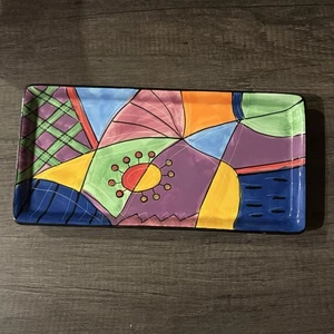 Vintage Muzeum handbemalt Picasso Keramik Teller Tablett Dekor flippig bunt - Bild 1 von 8