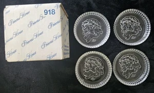 Set of 4 Princess House #918 Clear Lead Crystal Santa Claus Coasters I - Picture 1 of 1
