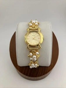 "Reloj Pulsar MOD de Colección Damas 24 mm Tono Dorado Imitación Perla Banda Esfera Dorada 7"" - FUNCIONA" - Imagen 1 de 18