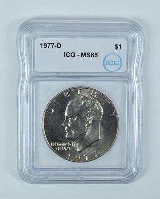 1977-D Eisenhower $1 MS65 ICG *9219 - Image 1 of 4