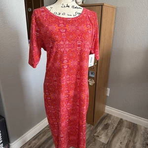 Lularoe Orange Pink White Julia T-Shirt Jersey Knit Dress Womens XL NWT! - Bild 1 von 5
