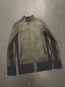 Isaac Sellam Green Leather Jacket Textured Sheepskin Overlock Design Men's - Picture 1 of 12