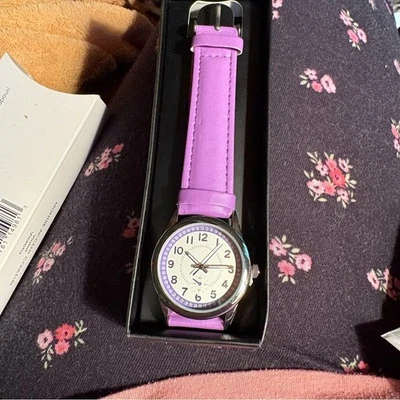 Monte Carlo Purple Band Watch Rhinestone Bezel New in Box - Image 1 of 4