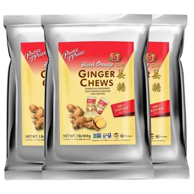 Blood Orange Ginger Chews-Ginger Candy-3 Packs X 1 Lb -Soft Sweets-Party Snack - Image 1 of 2