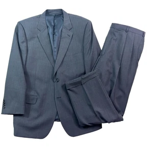 Jos A Bank 46R 41x32 2pc Pant Suit Navy Blue Windowpane Signature Collection - Picture 1 of 19