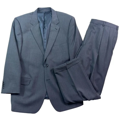 Jos A Bank 46R 41x32 2pc Pant Suit Navy Blue Windowpane Signature Collection - Image 1 of 4