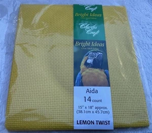 BN Charles Craft Bright Ideas Aida Cloth Lemon Twist Yellow 14 Count 15” x 18” - Picture 1 of 2